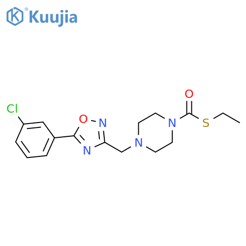 1-Piperazinecarbothioic acid,4-[[5-(3-chlorophenyl)-1,2,4-oxadiazol-3-yl]methyl]-, S-ethyl ester structure