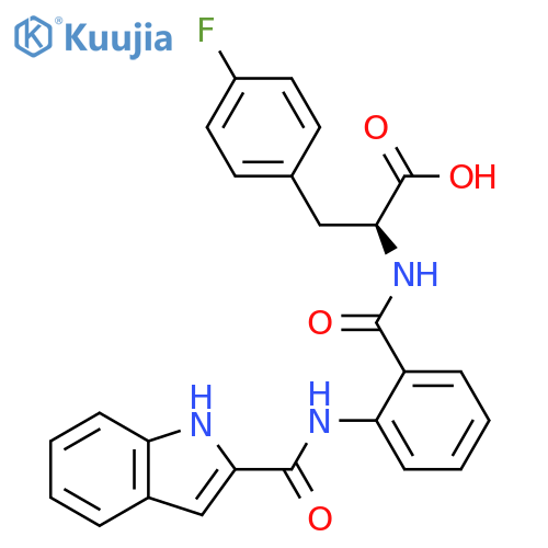 Phenylalanine, 4-fluoro-N-[2-[(1H-indol-2-ylcarbonyl)amino]benzoyl]- structure