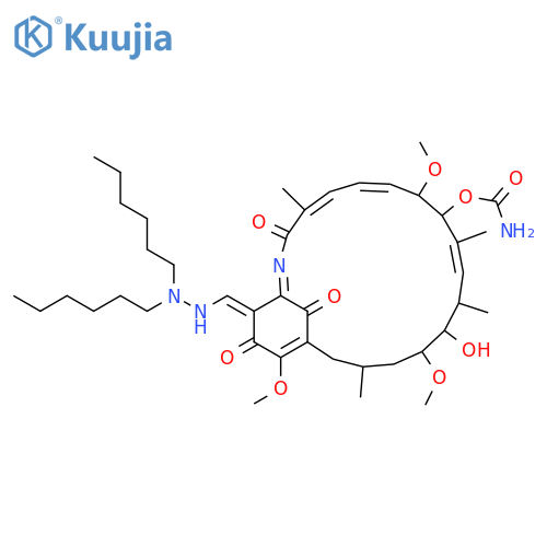 [(8e,12z,14e,19e)-19-[(2,2-dihexylhydrazinyl)methylidene]-6-hydroxy-5,11,21-trimethoxy-3,7,9,15-tetramethyl-16,20,22-trioxo-17-azabicyclo[16.3.1]docosa-1(21),8,12,14,17-pentaen-10-yl] Carbamate structure