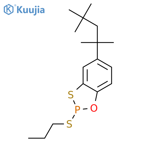 1,3,2-Benzoxathiaphosphole, 2-(propylthio)-5-(1,1,3,3-tetramethylbutyl)- structure