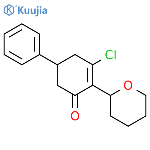 2-CYCLOHEXEN-1-ONE, 3-CHLORO-5-PHENYL-2-(TETRAHYDRO-2H-PYRAN-2-YL)- structure