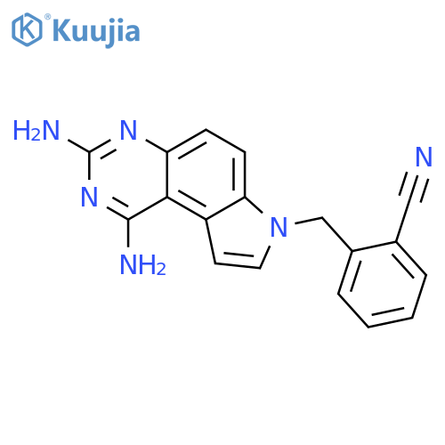 BENZONITRILE, 2-[(1,3-DIAMINO-7H-PYRROLO[3,2-F]QUINAZOLIN-7-YL)METHYL]- structure