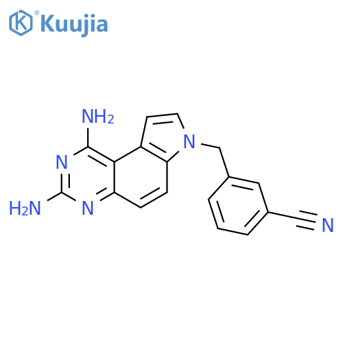 Benzonitrile, 3-[(1,3-diamino-7H-pyrrolo[3,2-f]quinazolin-7-yl)methyl]- structure