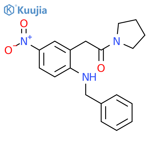 Pyrrolidine, 1-[[5-nitro-2-[(phenylmethyl)amino]phenyl]acetyl]- structure