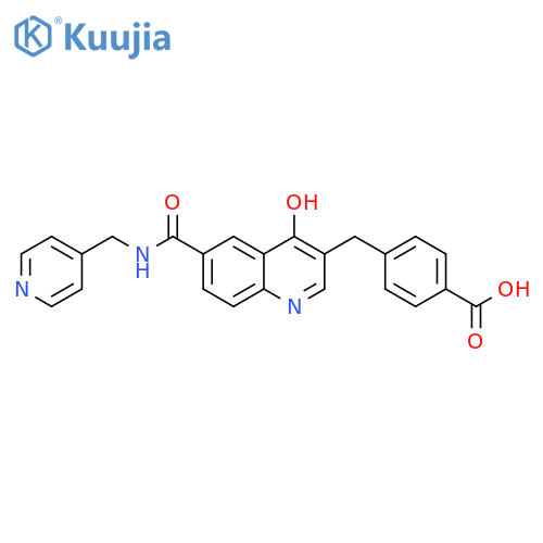 Benzoic acid,4-[[4-hydroxy-6-[[(4-pyridinylmethyl)amino]carbonyl]-3-quinolinyl]methyl]- structure