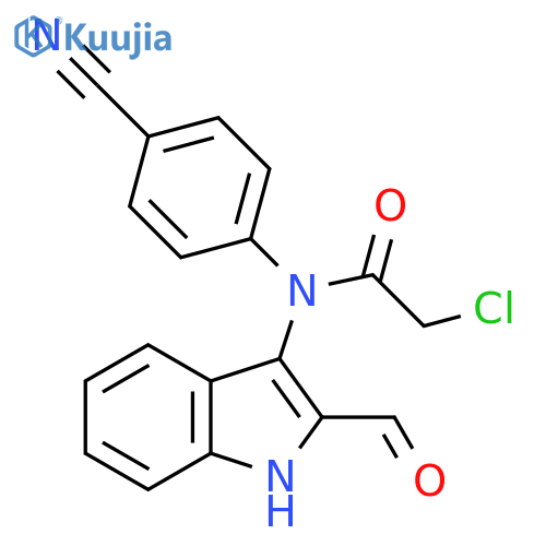 Acetamide, 2-chloro-N-(4-cyanophenyl)-N-(2-formyl-1H-indol-3-yl)- structure