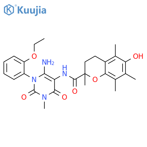 2H-1-Benzopyran-2-carboxamide,  N-[6-amino-1-(2-ethoxyphenyl)-1,2,3,4-tetrahydro-3-methyl-2,4-dioxo-5-pyrimidinyl]-3,4-dihydro-6-hydroxy-2,5,7,8- structure