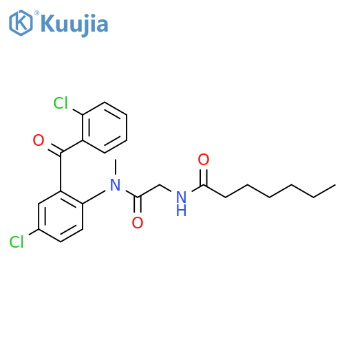 N-{2-[{4-chloro-2-[(2-chlorophenyl)carbonyl]phenyl}(methyl)amino]-2-oxoethyl}heptanamide structure