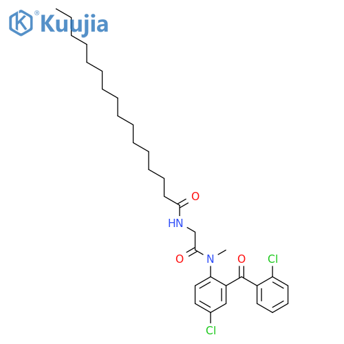 N-[[[4-chloro-2-(2-chlorobenzoyl)phenyl]-methyl-carbamoyl]methyl]hexad ecanamide structure
