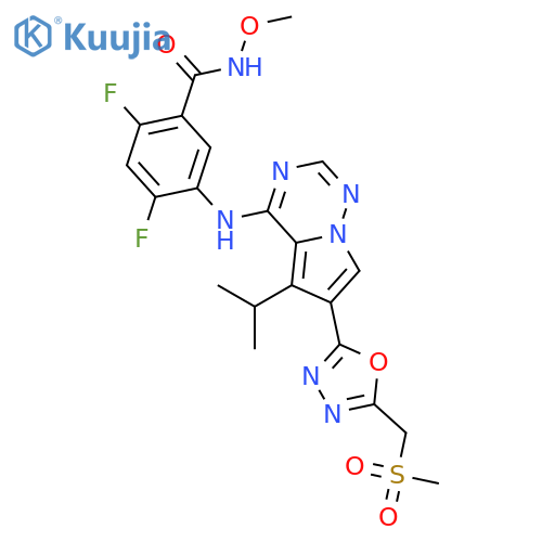 Benzamide,2,4-difluoro-N-methoxy-5-[[5-(1-methylethyl)-6-[5-[(methylsulfonyl)methyl]-1,3,4-oxadiazol-2-yl]pyrrolo[2,1-f][1,2,4]triazin-4-yl]amino]- structure
