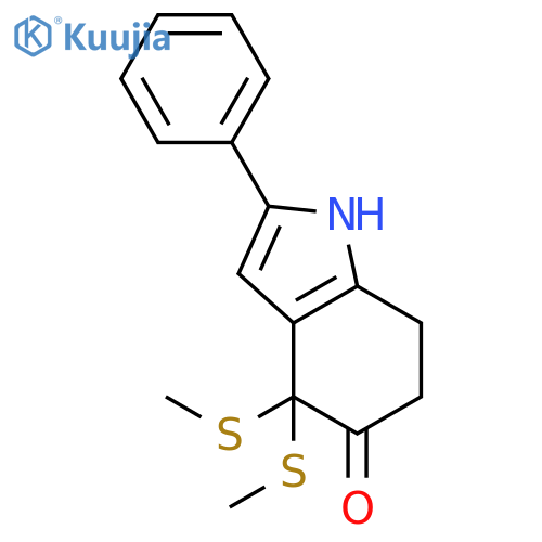5H-INDOL-5-ONE, 1,4,6,7-TETRAHYDRO-4,4-BIS(METHYLTHIO)-2-PHENYL- structure