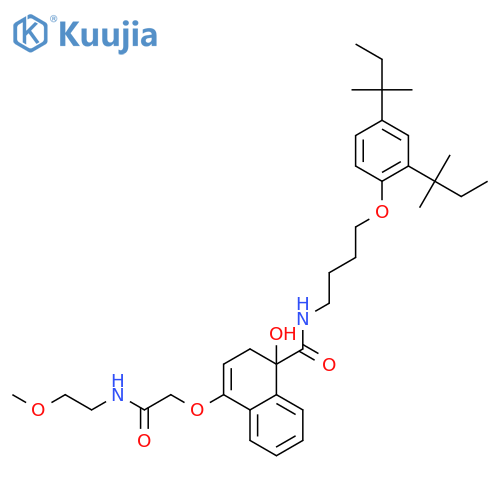 N-[4-[2,4-bis(1,1-dimethylpropyl)phenoxy]butyl]-1-hydroxy-4-[2-[(2-methoxyethyl)amino]-2-oxoethoxy]naphthalene-1-carboxamide structure