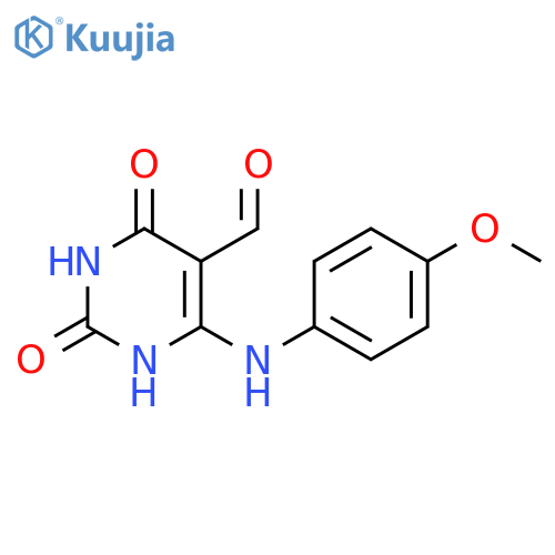 5-Pyrimidinecarboxaldehyde,1,2,3,4-tetrahydro-6-[(4-methoxyphenyl)amino]-2,4-dioxo- structure
