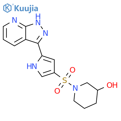 3-Piperidinol,1-[[5-(1H-pyrazolo[3,4-b]pyridin-3-yl)-1H-pyrrol-3-yl]sulfonyl]- structure