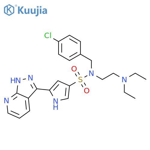 1H-Pyrrole-3-sulfonamide,N-[(4-chlorophenyl)methyl]-N-[2-(diethylamino)ethyl]-5-(1H-pyrazolo[3,4-b]pyridin-3-yl)- structure