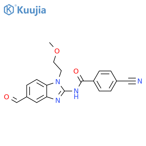 Benzamide,4-cyano-N-[5-formyl-1-(2-methoxyethyl)-1H-benzimidazol-2-yl]- structure