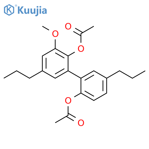 [1,1'-Biphenyl]-2,2'-diol, 3-methoxy-5,5'-dipropyl-, diacetate structure