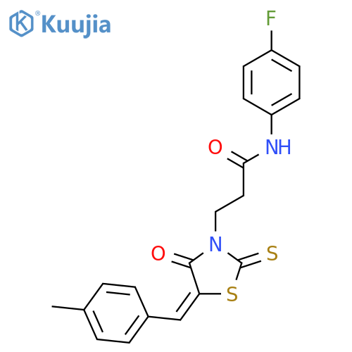 N-(4-fluorophenyl)-3-[(5Z)-5-(4-methylbenzylidene)-4-oxo-2-thioxo-1,3-thiazolidin-3-yl]propanamide structure