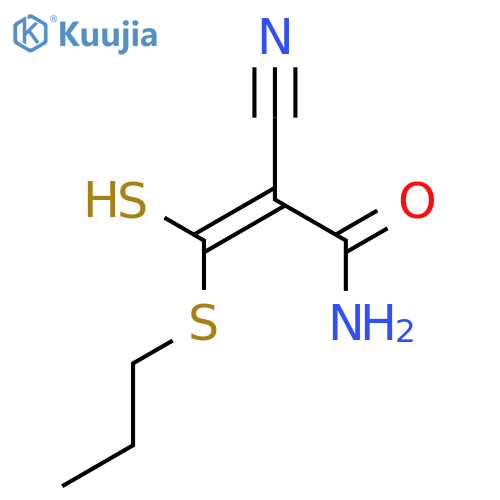 2-Propenamide, 2-cyano-3-mercapto-3-(propylthio)- structure