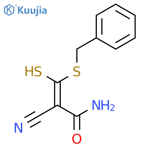 2-Propenamide, 2-cyano-3-mercapto-3-[(phenylmethyl)thio]- structure