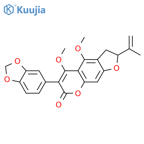 7H-Furo[3,2-g][1]benzopyran-7-one,6-(1,3-benzodioxol-5-yl)-2,3-dihydro-4,5-dimethoxy-2-(1-methylethenyl)-, (-)- structure