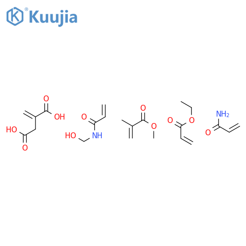 Butanedioic acid, methylene-, polymer with ethyl 2-propenoate, N-(hydroxymethyl)-2-propenamide, methyl 2-methyl-2-propenoate and 2-propenamide structure