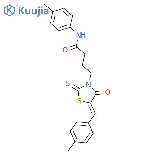 4-[(5Z)-5-(4-methylbenzylidene)-4-oxo-2-thioxo-1,3-thiazolidin-3-yl]-N-(4-methylphenyl)butanamide structure