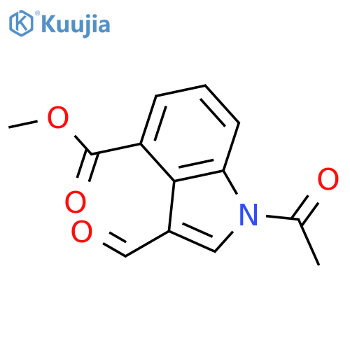 1H-INDOLE-4-CARBOXYLIC ACID, 1-ACETYL-3-FORMYL-, METHYL ESTER structure