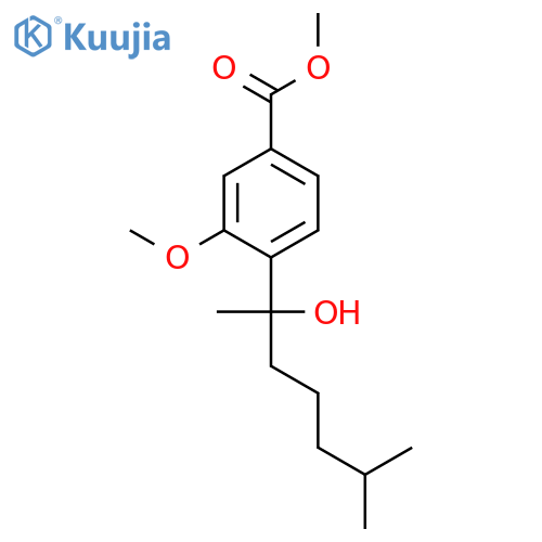 Benzoic acid, 4-(1-hydroxy-1,5-dimethylhexyl)-3-methoxy-, methyl ester structure