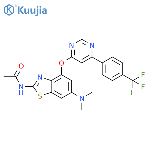 Acetamide,N-[6-(dimethylamino)-4-[[6-[4-(trifluoromethyl)phenyl]-4-pyrimidinyl]oxy]-2-benzothiazolyl]- structure
