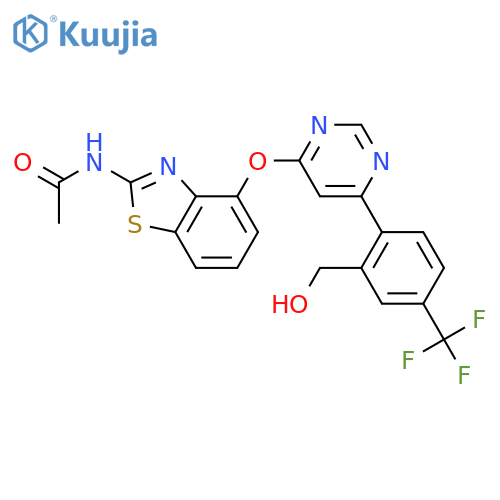Acetamide,N-[4-[[6-[2-(hydroxymethyl)-4-(trifluoromethyl)phenyl]-4-pyrimidinyl]oxy]-2-benzothiazolyl]- structure