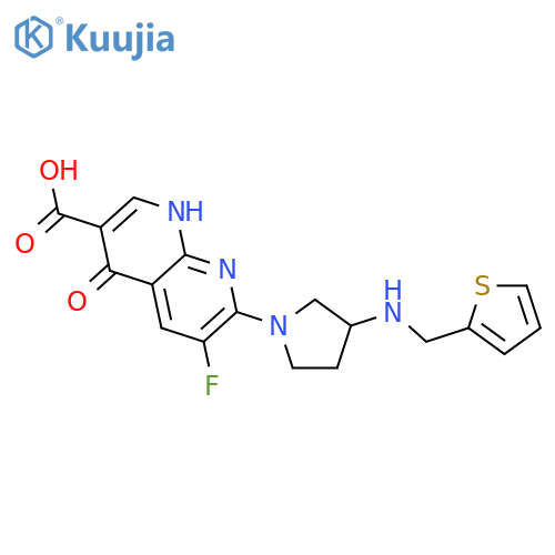 1,8-Naphthyridine-3-carboxylic acid,6-fluoro-1,4-dihydro-4-oxo-7-[3-[(2-thienylmethyl)amino]-1-pyrrolidinyl]- structure