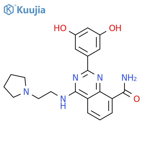 8-Quinazolinecarboxamide,2-(3,5-dihydroxyphenyl)-4-[[2-(1-pyrrolidinyl)ethyl]amino]- structure