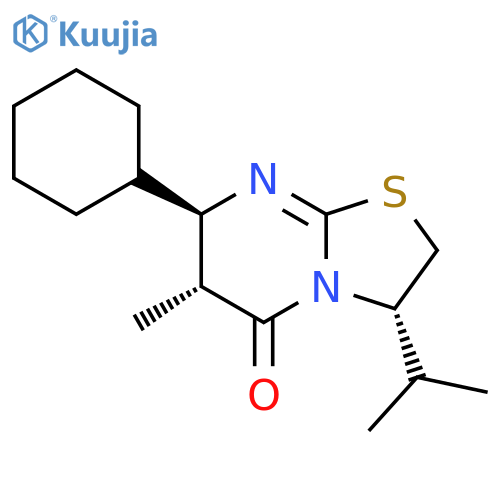 5H-Thiazolo[3,2-a]pyrimidin-5-one,7-cyclohexyl-2,3,6,7-tetrahydro-6-methyl-3-(1-methylethyl)-, (3S,6R,7R)- structure