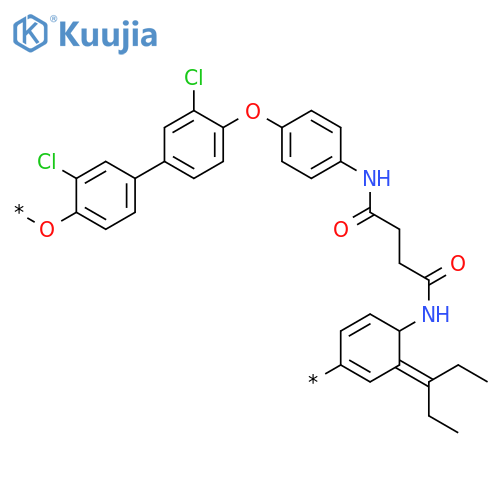 Poly[oxy(2-chloro-1,4-phenylene)(1-ethylpropylidene)(3-chloro-1,4-phenylene)oxy-1,4-phenyleneimino(1,4-dioxo-1,4-butanediyl)imino-1,4-phenylene] structure