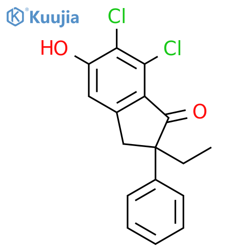 1H-Inden-1-one, 6,7-dichloro-2-ethyl-2,3-dihydro-5-hydroxy-2-phenyl- structure
