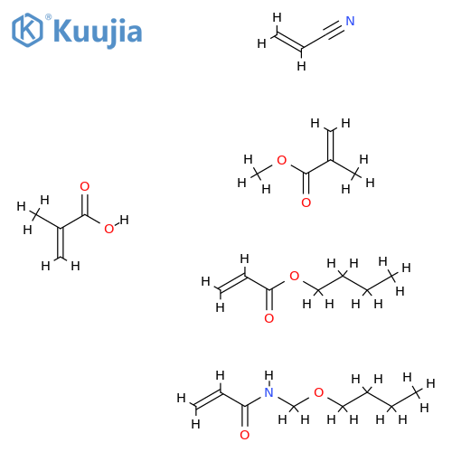 2-Propenoic acid, 2-methyl-, polymer with N-(butoxymethyl)-2-propenamide, butyl 2-propenoate, methyl 2-methyl-2-propenoate and 2-propenenitrile structure