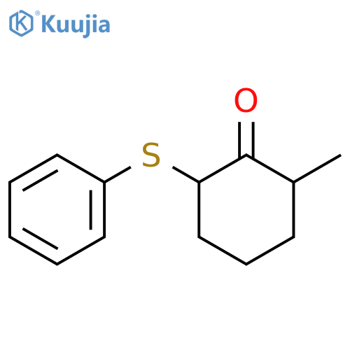 Cyclohexanone, 2-methyl-6-(phenylthio)-, trans- structure