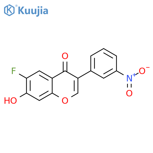 4H-1-Benzopyran-4-one, 6-fluoro-7-hydroxy-3-(3-nitrophenyl)- structure
