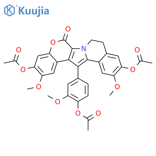 14-(4-acetoxy-3-methoxyphenyl)-3,11-diacetoxy-2,12-dimethoxy-8,9-dihydro-6H-chromeno[4',3':4,5]pyrrolo[2,1-a]isoquinolin-6-one structure