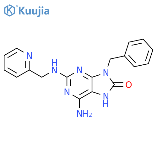 8H-Purin-8-one,6-amino-7,9-dihydro-9-(phenylmethyl)-2-[(2-pyridinylmethyl)amino]- structure