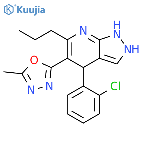 1H-Pyrazolo[3,4-b]pyridine,4-(2-chlorophenyl)-2,4-dihydro-5-(5-methyl-1,3,4-oxadiazol-2-yl)-6-propyl- structure