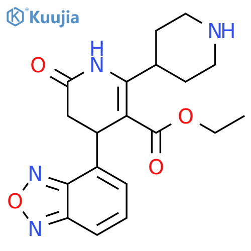 3-Pyridinecarboxylic acid,4-(2,1,3-benzoxadiazol-4-yl)-1,4,5,6-tetrahydro-6-oxo-2-(4-piperidinyl)-,ethyl ester structure