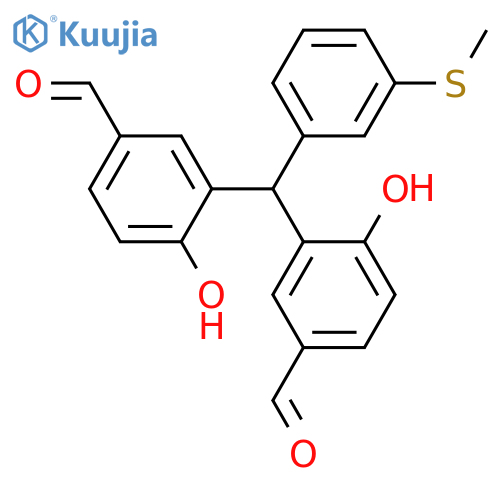 Benzaldehyde, 3,3'-[[3-(methylthio)phenyl]methylene]bis[4-hydroxy- structure