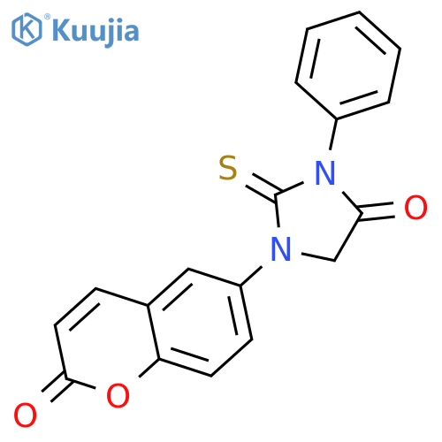 1-(2-Oxo-2H-1-benzopyran-6-yl)-3-phenyl-2-sulfanylideneimidazolidin-4-one structure