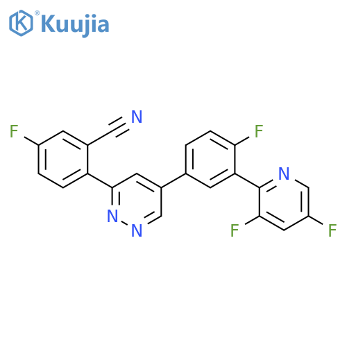 Benzonitrile,2-[5-[3-(3,5-difluoro-2-pyridinyl)-4-fluorophenyl]-3-pyridazinyl]-5-fluoro- structure