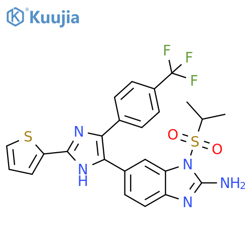1H-Benzimidazol-2-amine,1-[(1-methylethyl)sulfonyl]-6-[2-(2-thienyl)-5-[4-(trifluoromethyl)phenyl]-1H-imidazol-4-yl]- structure