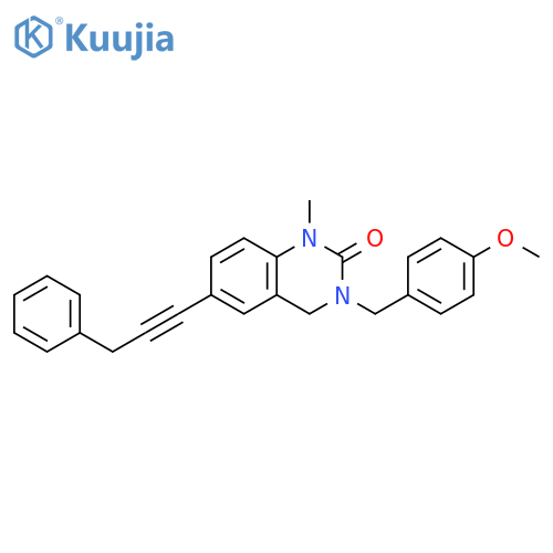 2(1H)-Quinazolinone,3,4-dihydro-3-[(4-methoxyphenyl)methyl]-1-methyl-6-(3-phenyl-1-propynyl)- structure