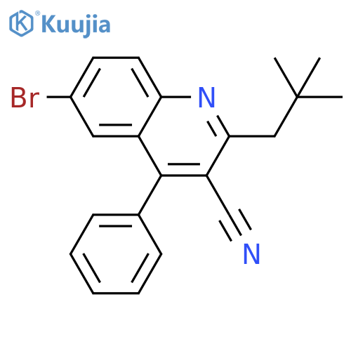 3-Quinolinecarbonitrile, 6-bromo-2-(2,2-dimethylpropyl)-4-phenyl- structure