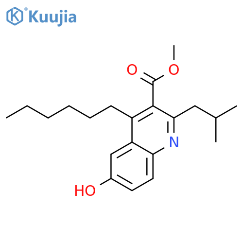 3-Quinolinecarboxylic acid, 4-hexyl-6-hydroxy-2-(2-methylpropyl)-,methyl ester structure